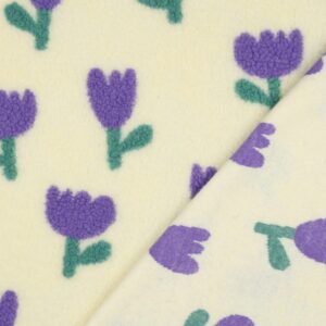 Tissu sherpa écru Tulipes