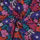Tissu sweat fleurs indigo