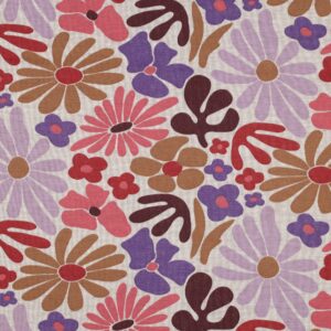 Tissu sweat fleurs beige