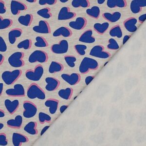 Tissu sweat Coeurs Bleu