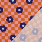 Tissu French Terry Fleurs orange