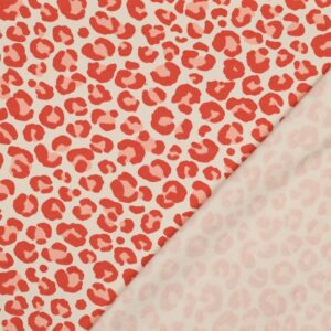 Tissu Sweat Léopard Orange
