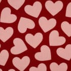 Tissu Sweat grands coeurs rouge