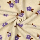 Tissu sherpa écru fleurs