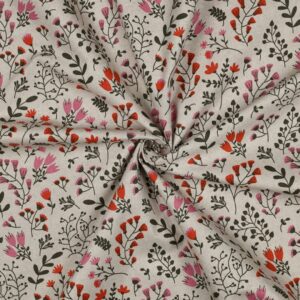 Tissu Coton enduit Fleurs écru