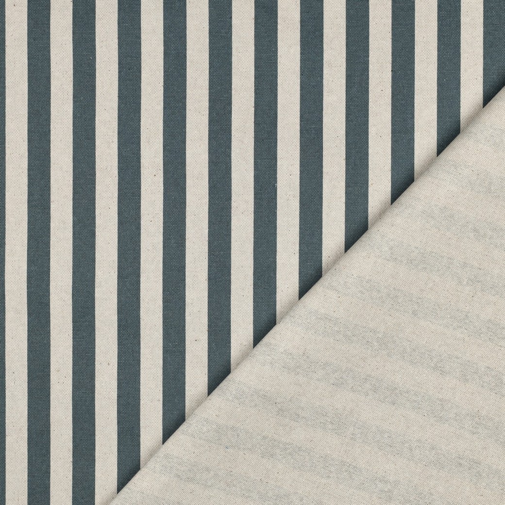 C2002.008_image3 Tissu Coton enduit rayures Bleu et Lin