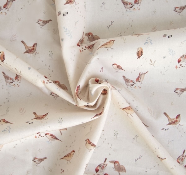 Tissu popeline de coton little birds