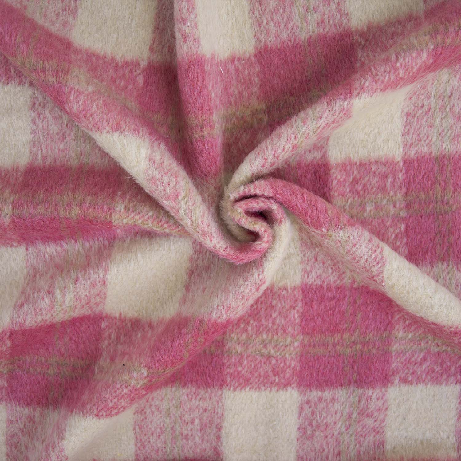 Tela de cuadros cepillada en tonos rosas 2 01 Tissu Manteau Carreaux rose
