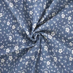 Tissu Katia Fabrics Flannel cotton Fleurs Bleues