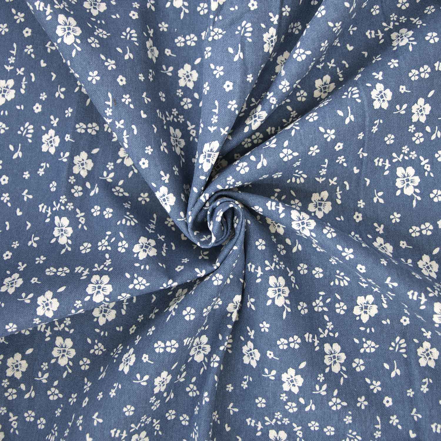 Tela de franela de algodón Gardenias Jeans 15 01 Tissu Katia Fabrics Flannel cotton Fleurs Bleues