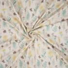 Tissu Jersey polyester fleurs d'automne