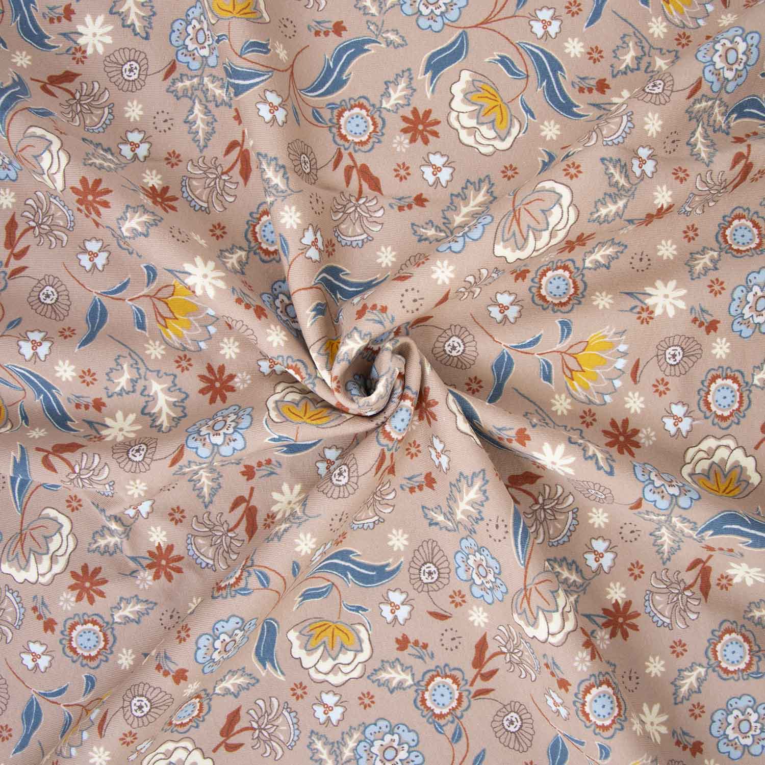 Tela de sudadera afeltadas con estampado floral retro 38 01 Tissu Sweat Indiana Flowers