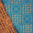 Tissu Brocard double face orange et bleu